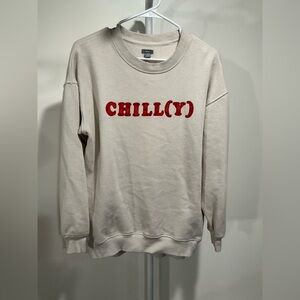 Aerie Cream Crew Neck Sweater with Chilly